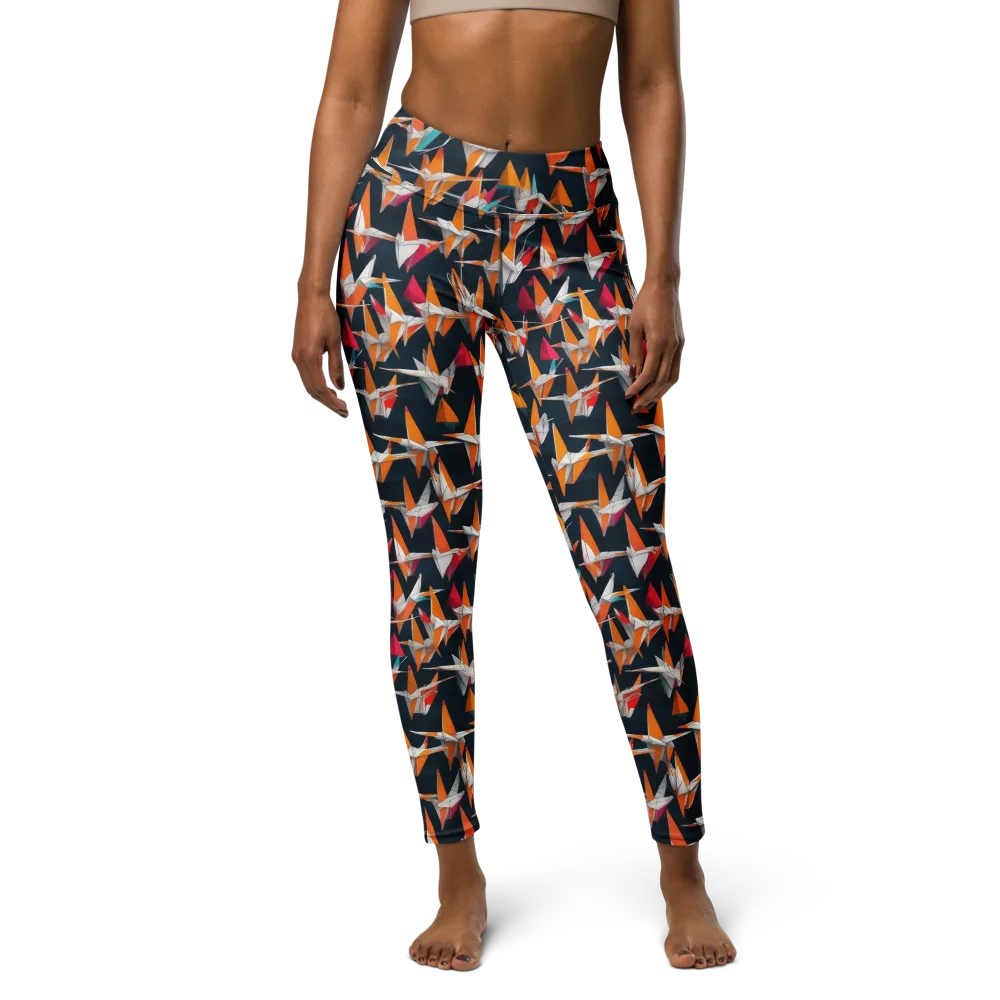 Origami Flight on Yoga Leggings — Front