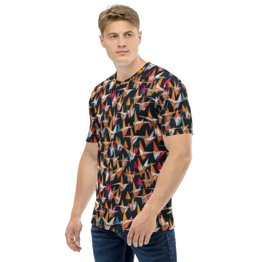 Origami Flight on a Men's Crew Neck T-Shirt