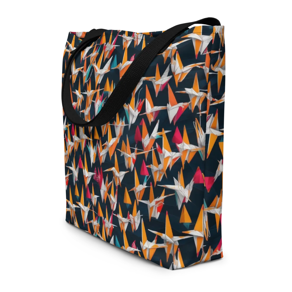 Origami Flight on Large Tote Bag W/ Pocket — Front