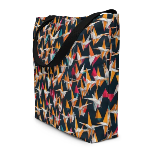 Origami Flight on a Large Tote Bag W/ Pocket