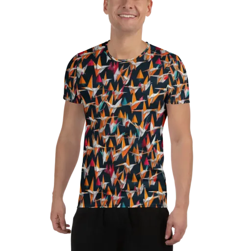 Origami Flight on a Men's Athletic T-Shirt