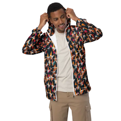 Origami Flight on a Men's Windbreaker