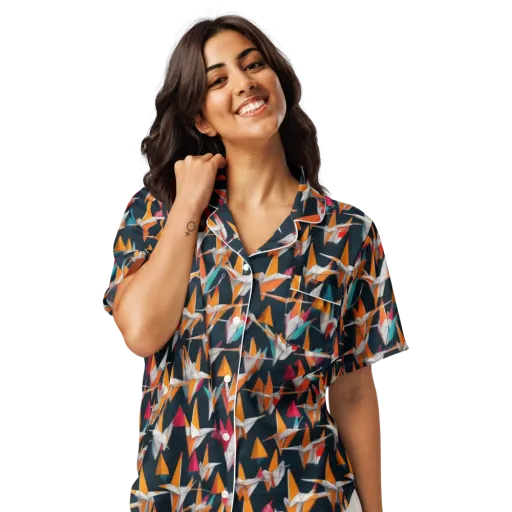 Origami Flight on a Women's Short Sleeve Pajama Top