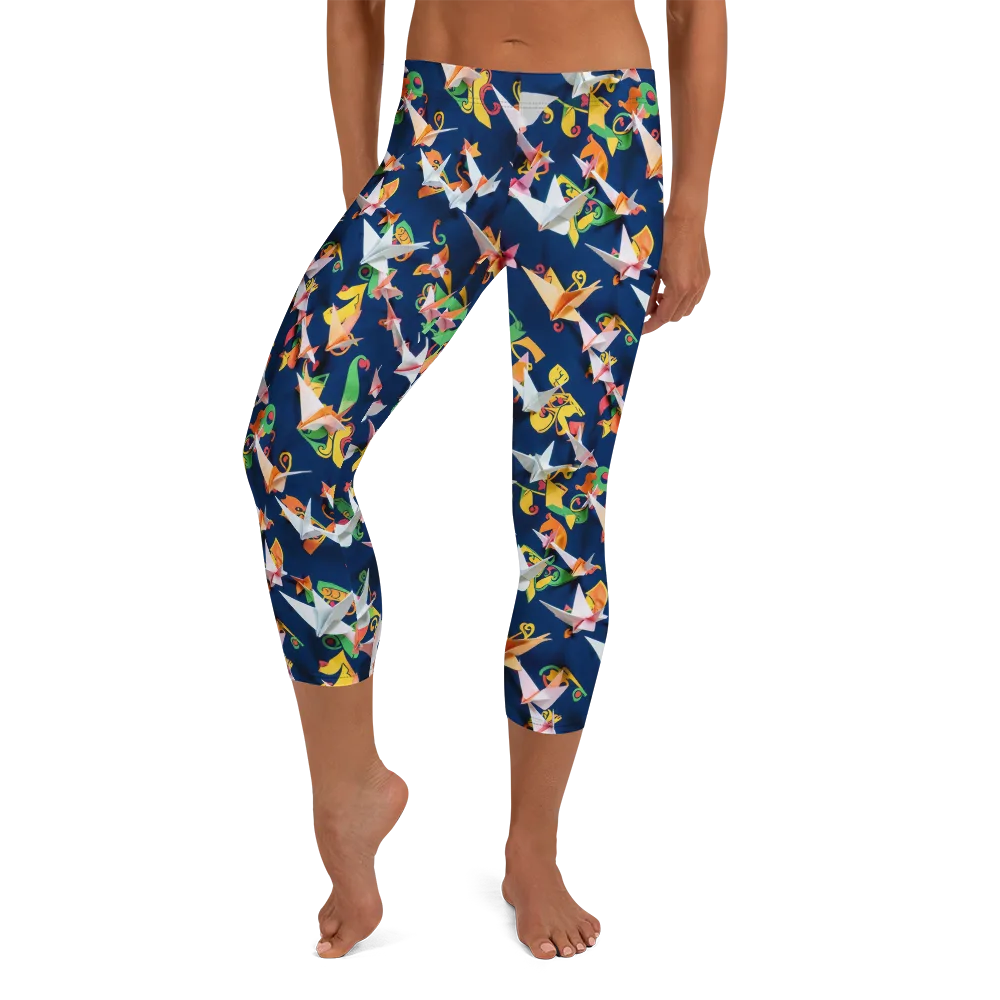 Origami Nocturne on Capri Leggings — Front
