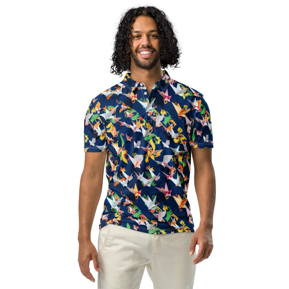 Origami Nocturne on Men's Slim Fit Polo Shirt — Front