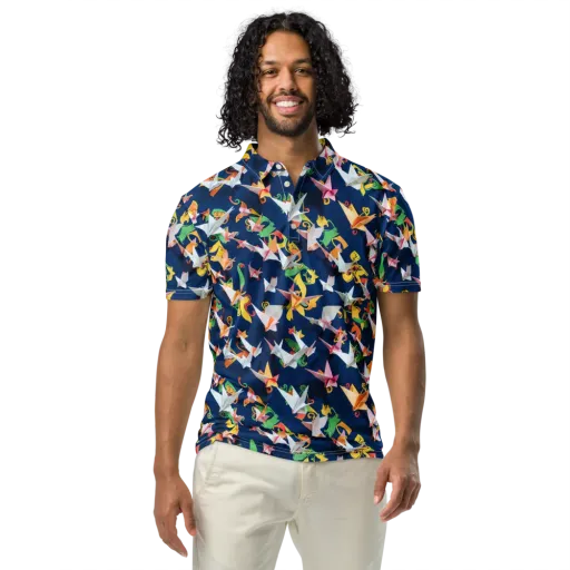 Origami Nocturne on a Men's Slim Fit Polo Shirt