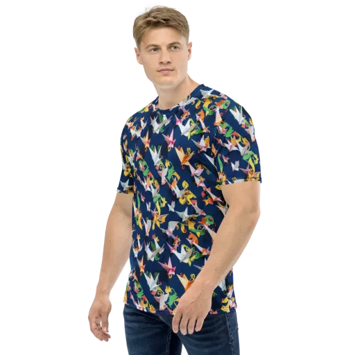 Origami Nocturne on a Men's Crew Neck T-Shirt