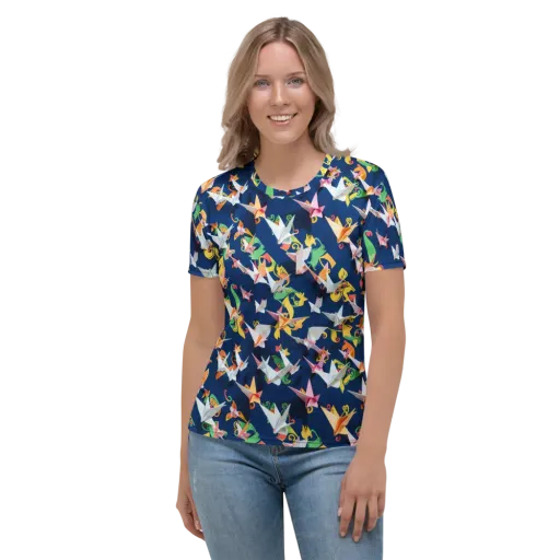 Origami Nocturne on a Women's Crew Neck T-Shirt
