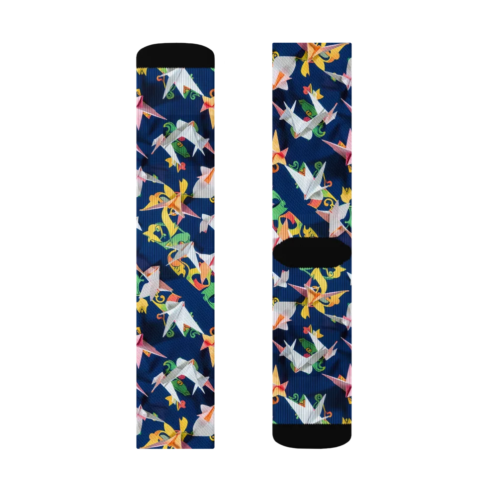 Origami Nocturne on Socks — Left Sock