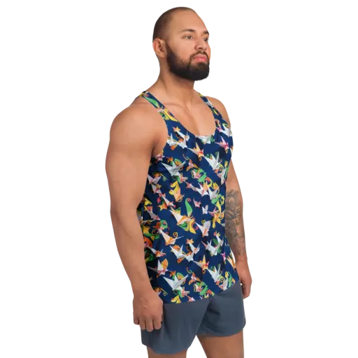 Origami Nocturne on a Men's Tank Top