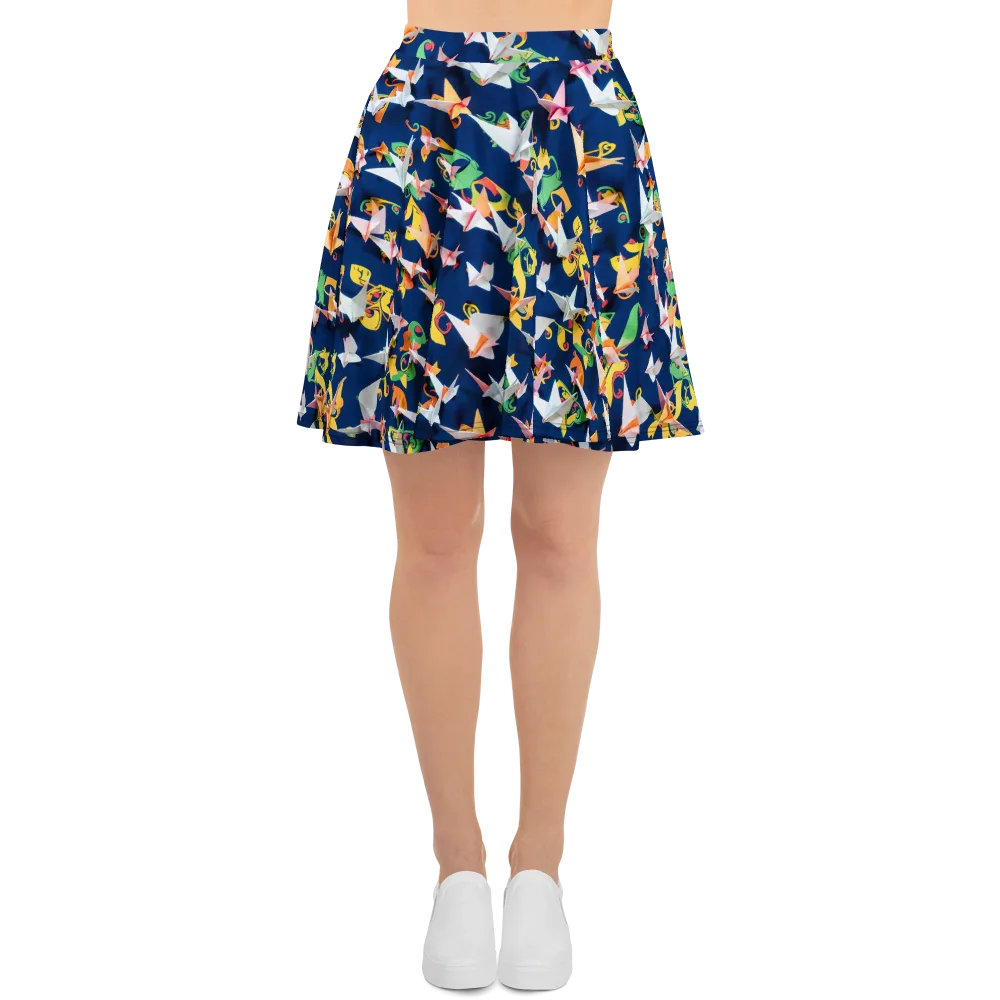 Origami Nocturne on Skater Skirt — Front