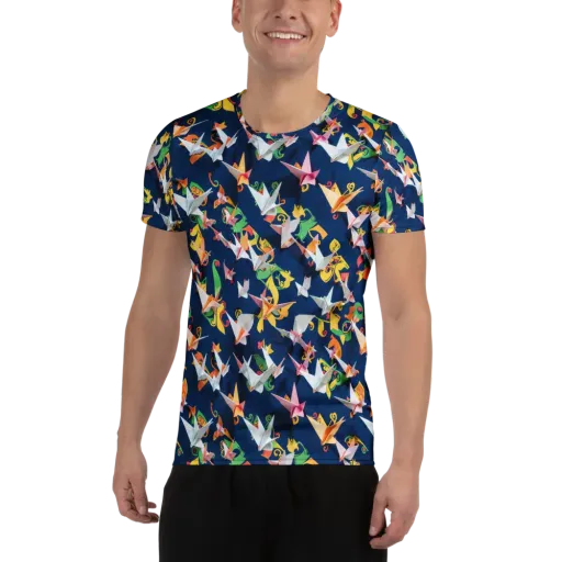 Origami Nocturne on a Men's Athletic T-Shirt