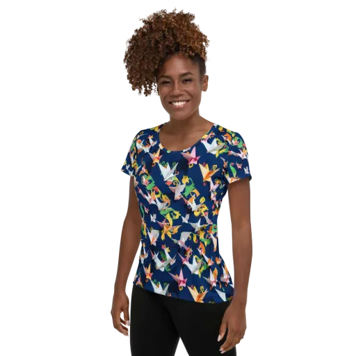 Origami Nocturne on a Women's Athletic T-Shirt