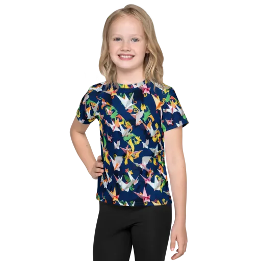 Origami Nocturne on a Kids Crew Neck T-Shirt