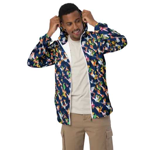 Origami Nocturne on a Men's Windbreaker
