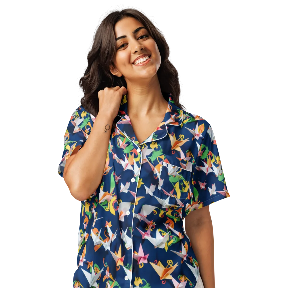 Origami Nocturne on Women's Short Sleeve Pajama Top — Front