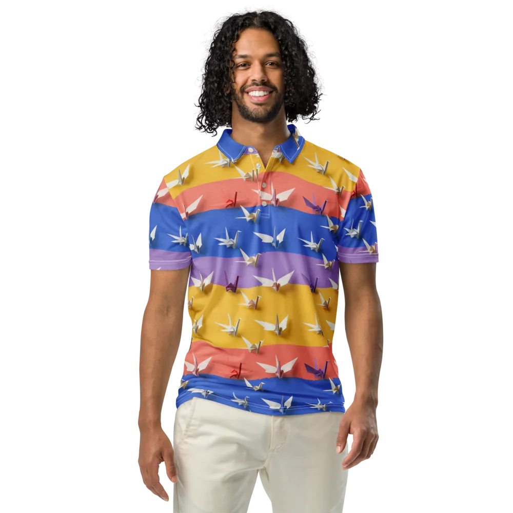 Origami Horizon on Men's Slim Fit Polo Shirt — Front