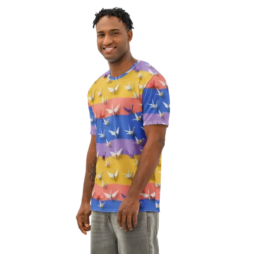 Origami Horizon on a Men's Cotton Crew Neck T-Shirt