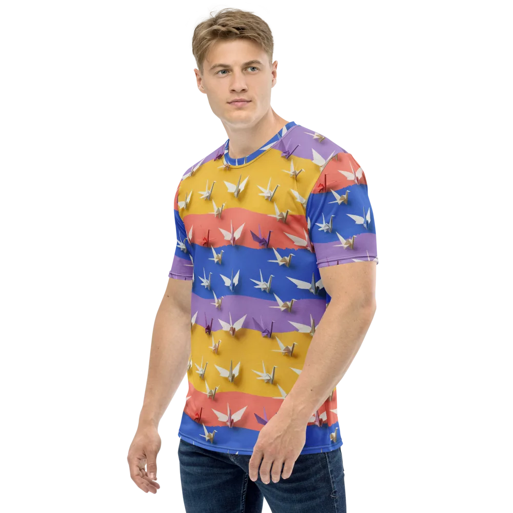 Origami Horizon on Men's Crew Neck T-Shirt — Left