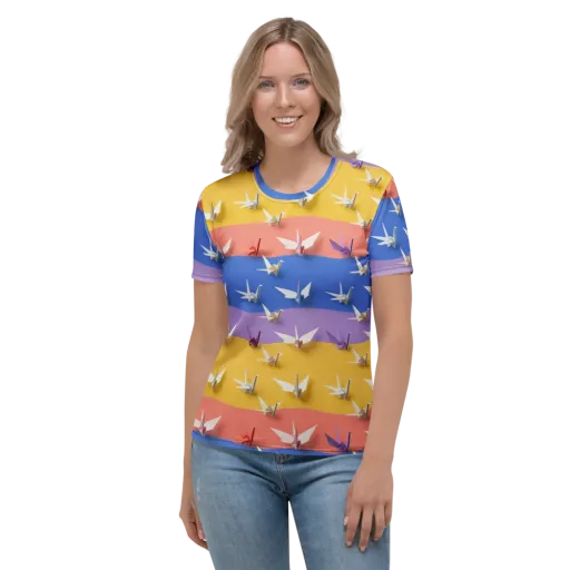 Origami Horizon on a Women's Crew Neck T-Shirt