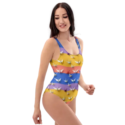 Origami Horizon on a One-Piece Swimsuit
