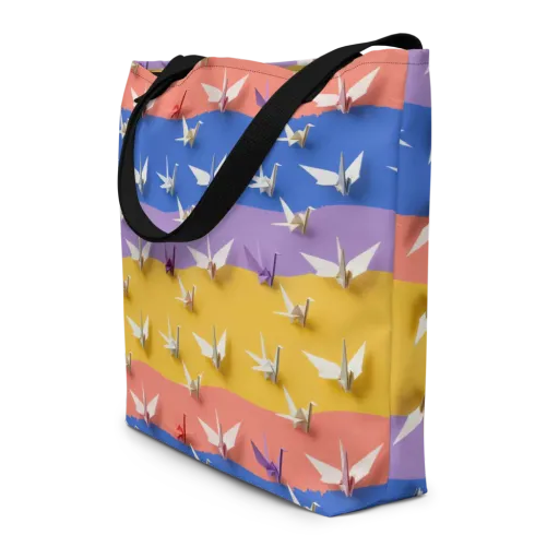 Origami Horizon on a Large Tote Bag W/ Pocket