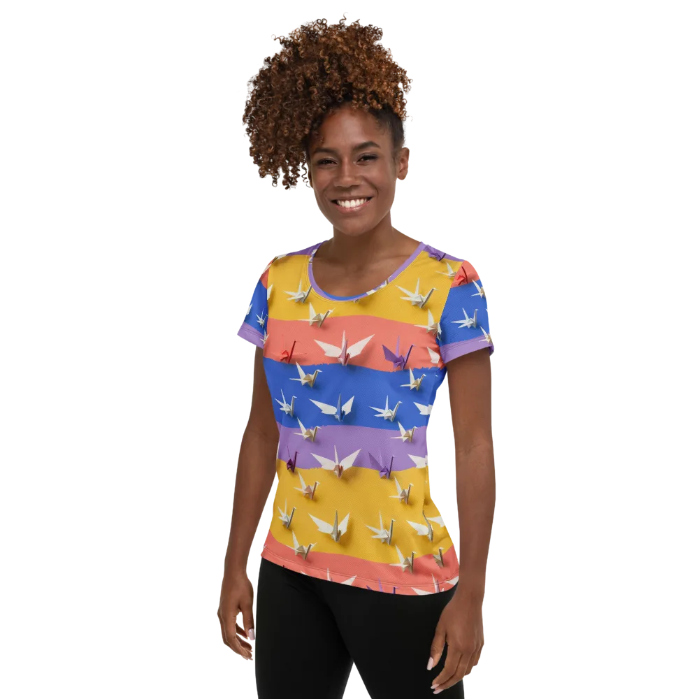 Origami Horizon on Women's Athletic T-Shirt — Left