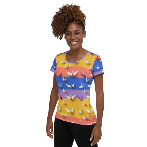 Origami Horizon on a Women's Athletic T-Shirt