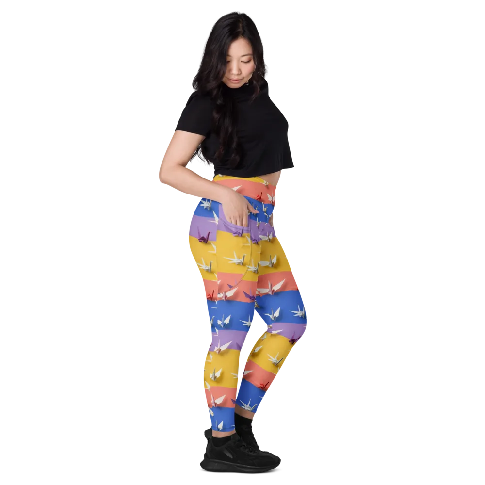 Origami Horizon on Leggings with Pockets — Right
