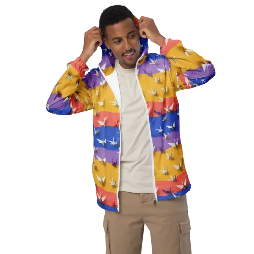 Origami Horizon on a Men's Windbreaker