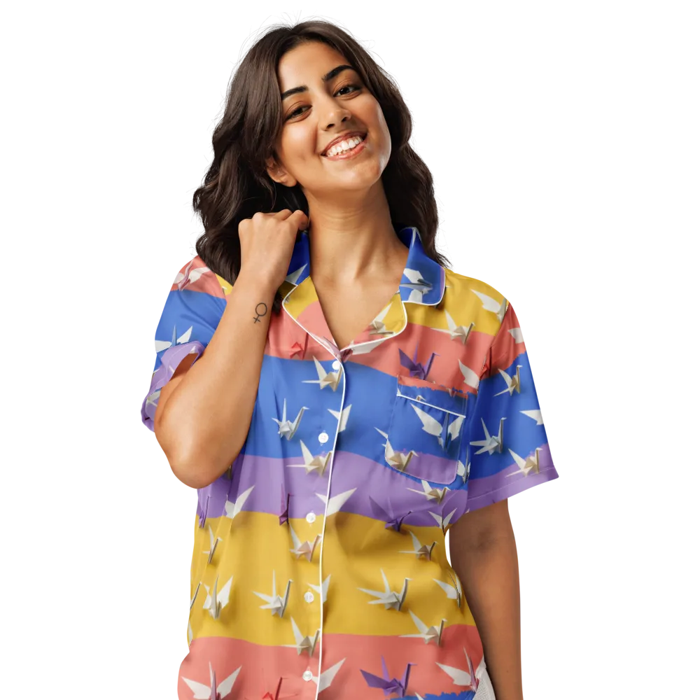 Origami Horizon on Women's Short Sleeve Pajama Top — Front