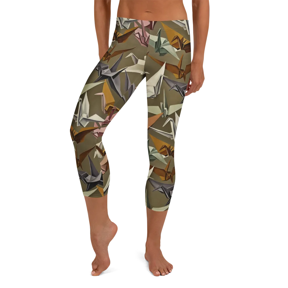Paperwing Parade on Capri Leggings — Front