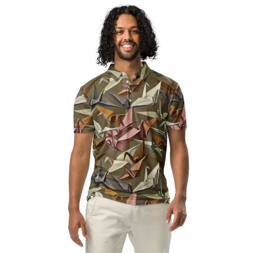 Paperwing Parade on a Men's Slim Fit Polo Shirt