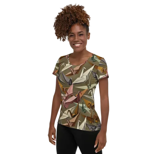 Paperwing Parade on a Women's Athletic T-Shirt