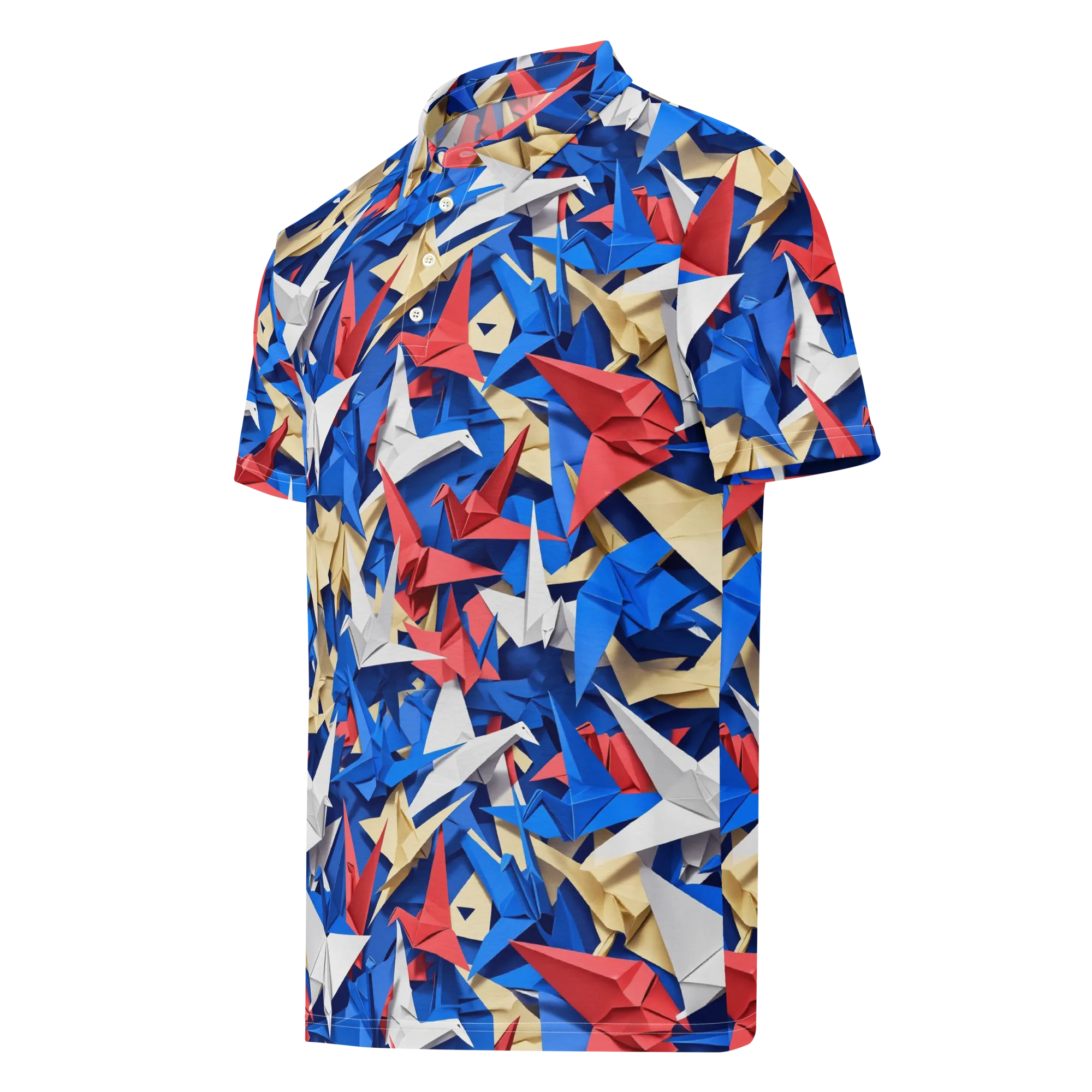 Crane Carnival on Men's Slim Fit Polo Shirt — Left Front