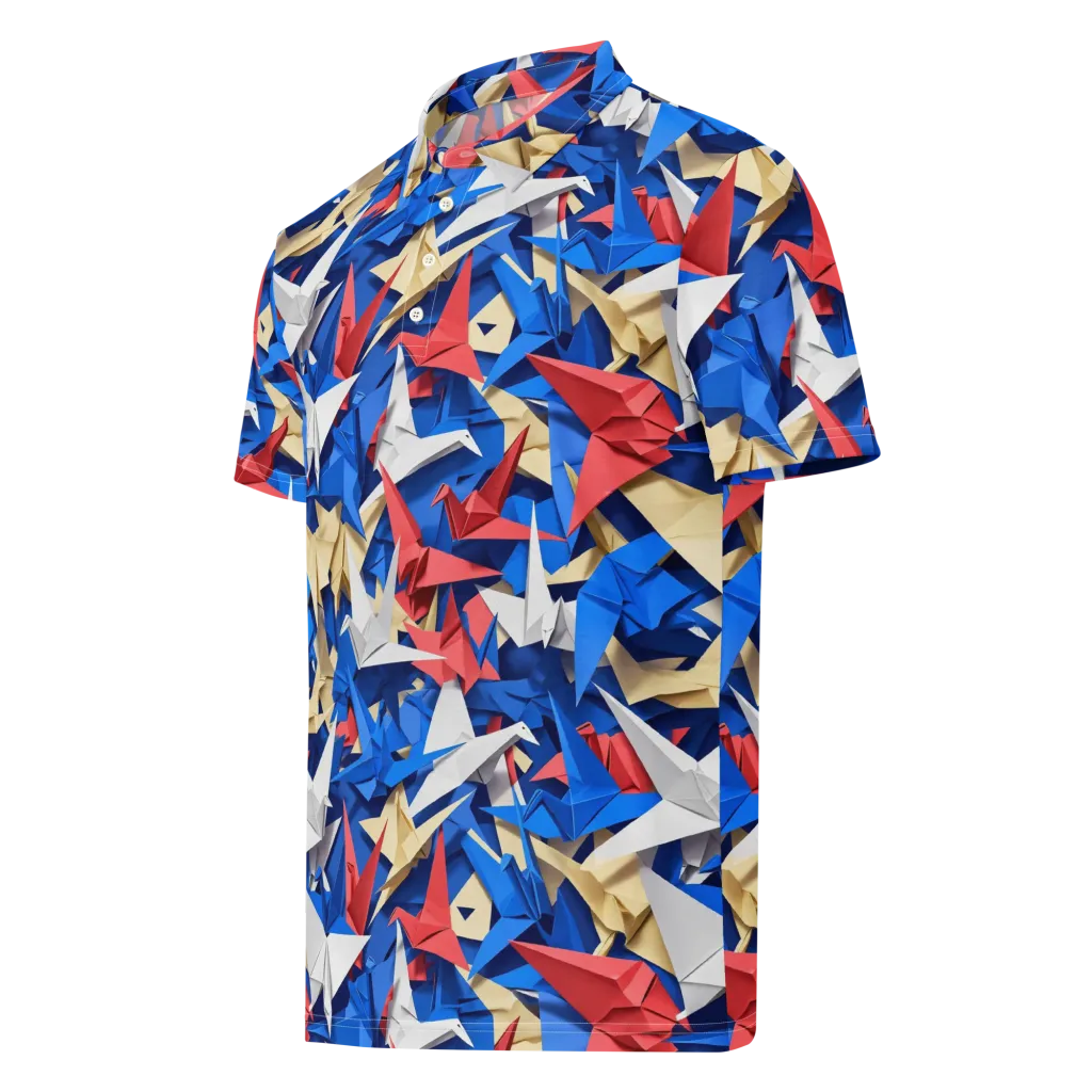 Crane Carnival on Men's Slim Fit Polo Shirt — Left Front