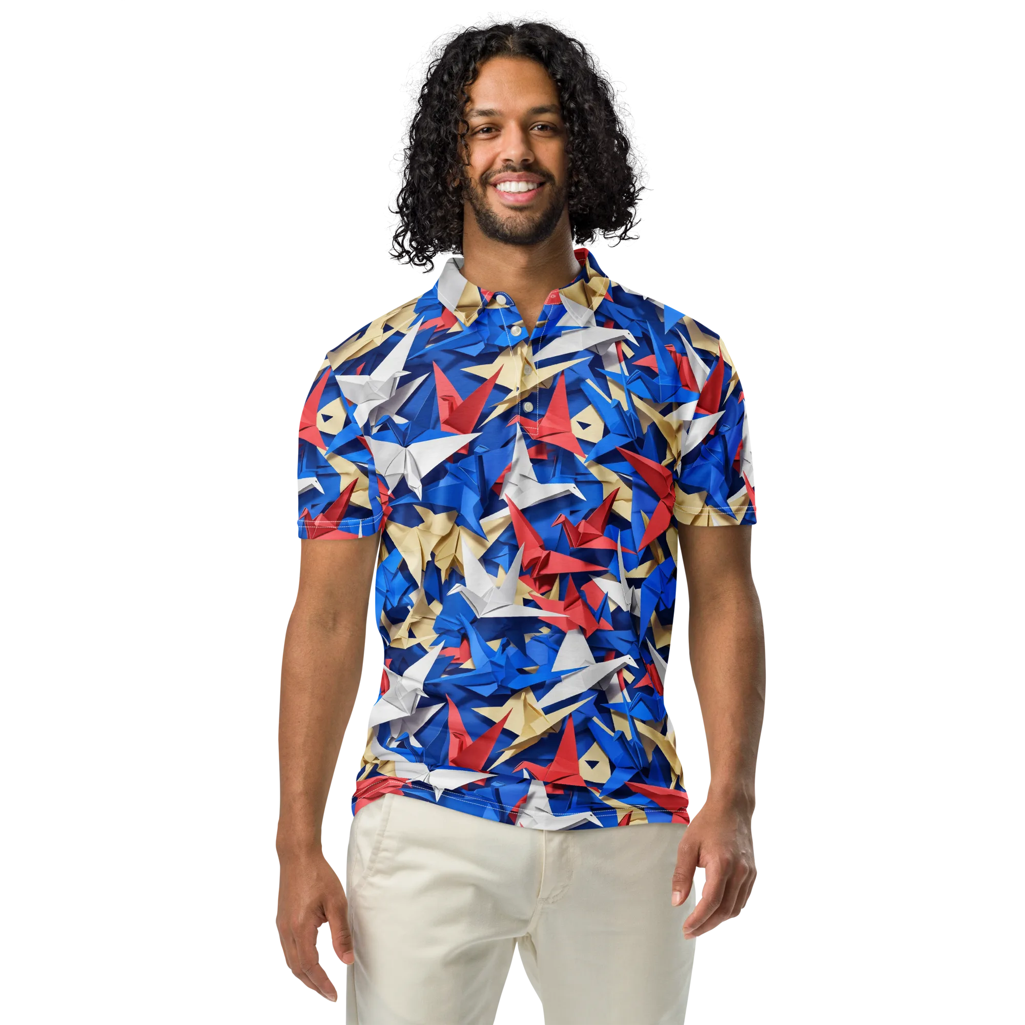 Crane Carnival on Men's Slim Fit Polo Shirt — Front