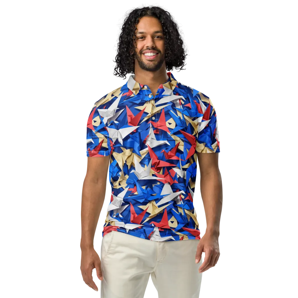 Crane Carnival on Men's Slim Fit Polo Shirt — Front