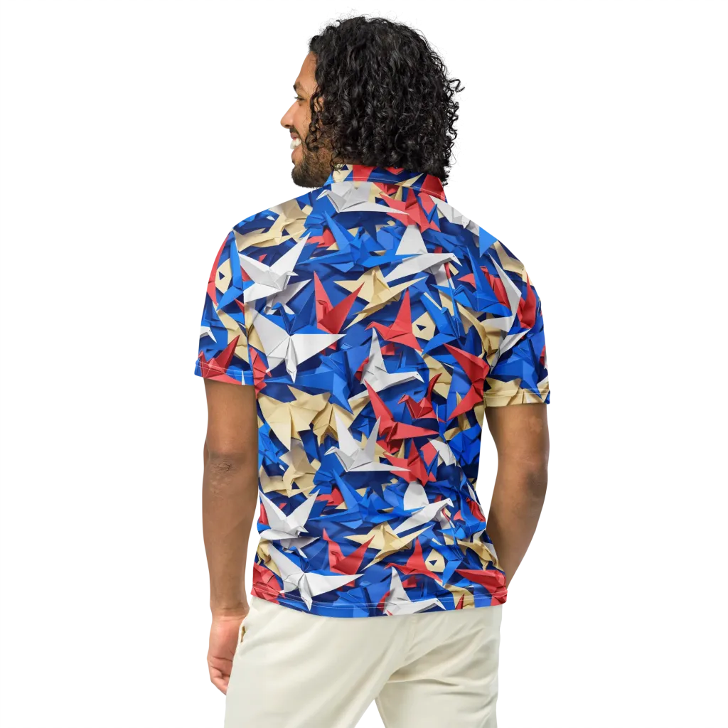 Crane Carnival on Men's Slim Fit Polo Shirt — Back