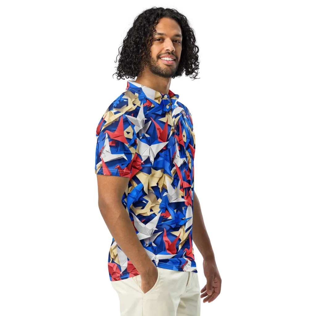 Crane Carnival on Men's Slim Fit Polo Shirt — Right Front