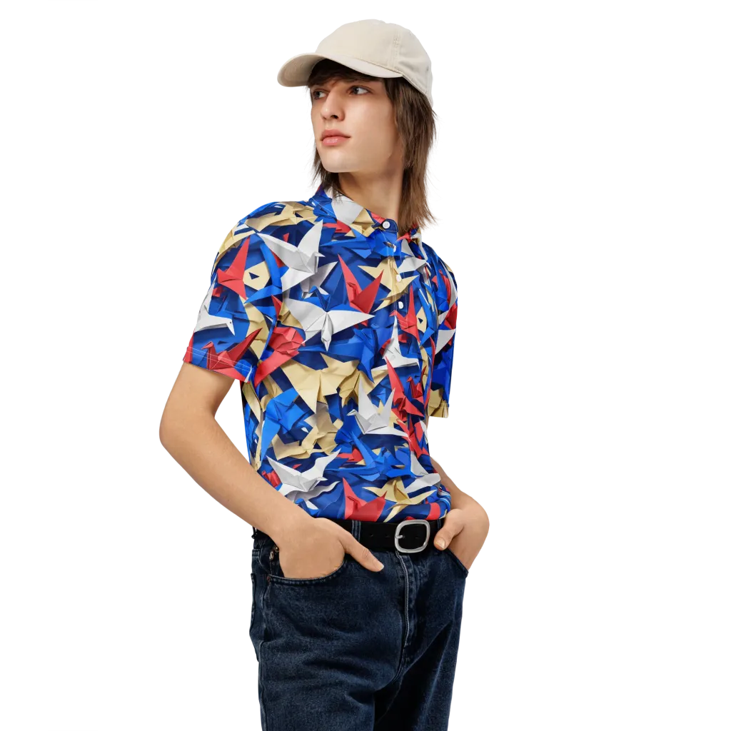 Crane Carnival on Men's Slim Fit Polo Shirt — Right Front