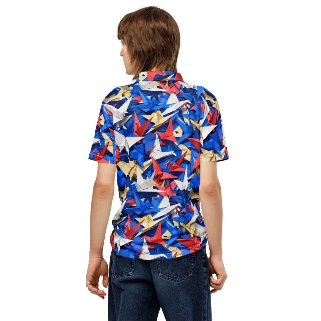 Crane Carnival on Men's Slim Fit Polo Shirt — Back