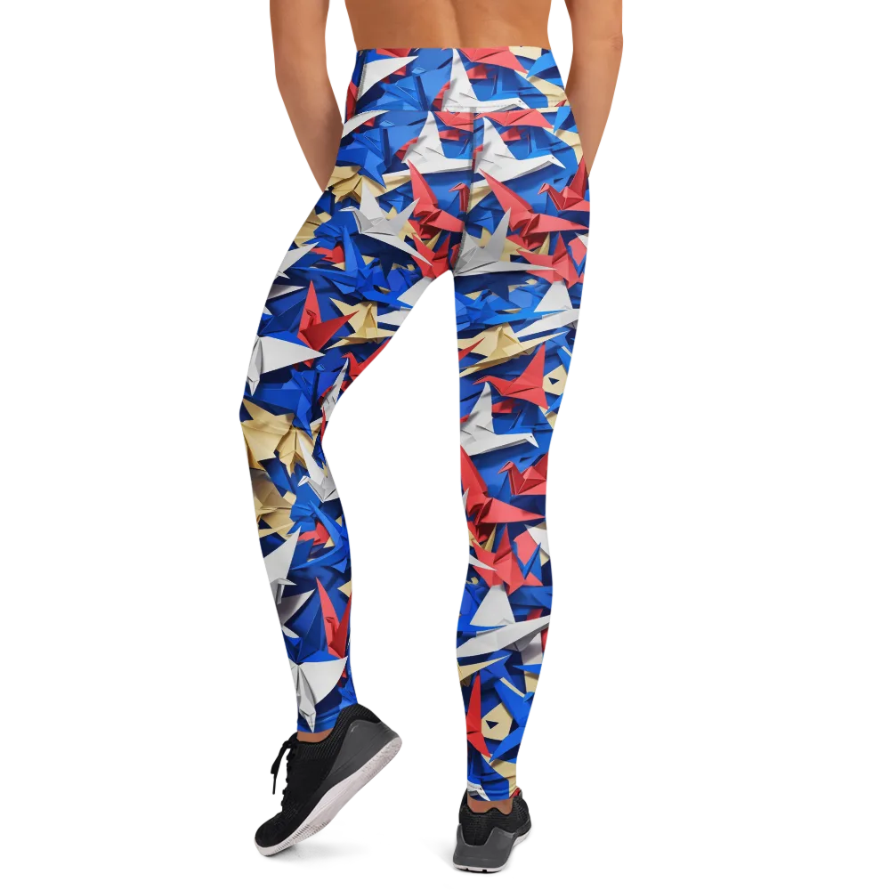 Crane Carnival on Yoga Leggings — Back