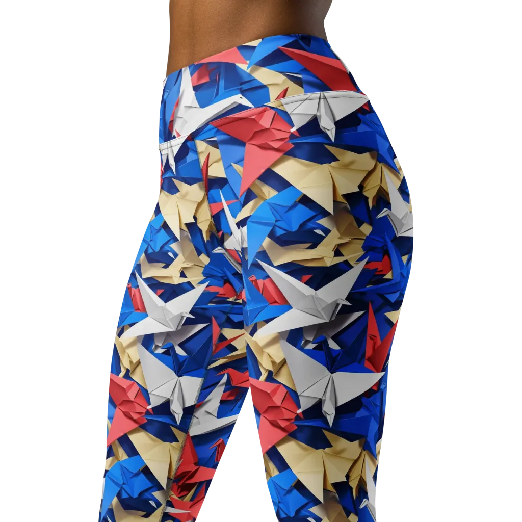 Crane Carnival on Yoga Leggings — Left Front