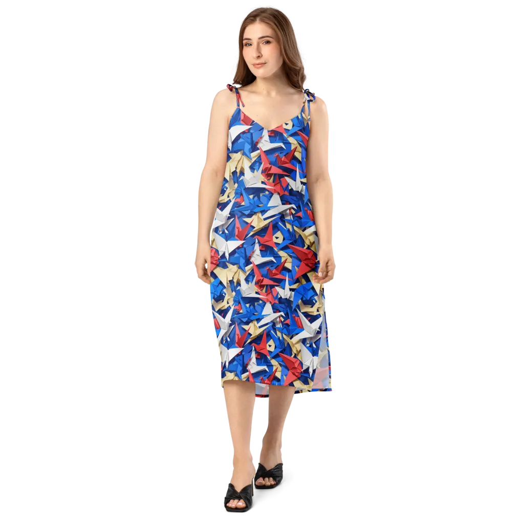 Crane Carnival on Slip Dress — Front