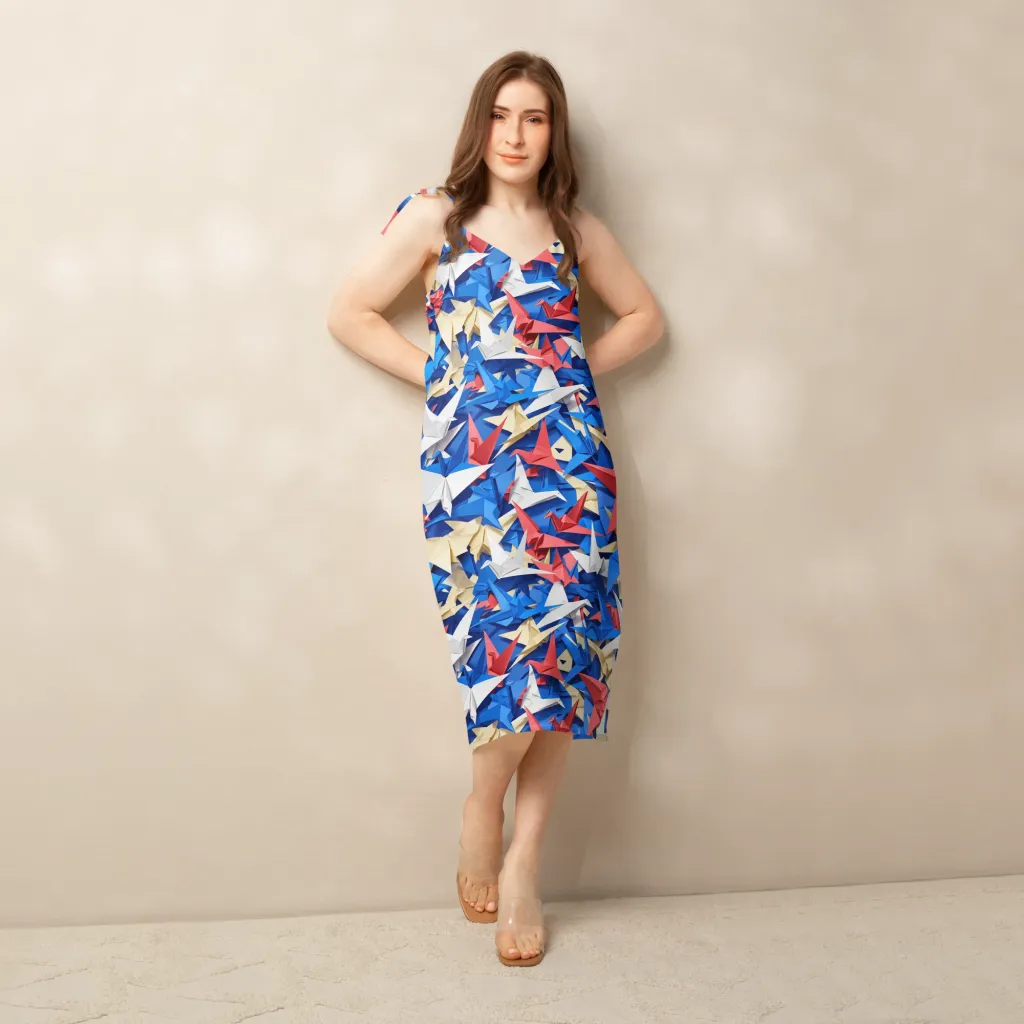 Crane Carnival on Slip Dress — Front