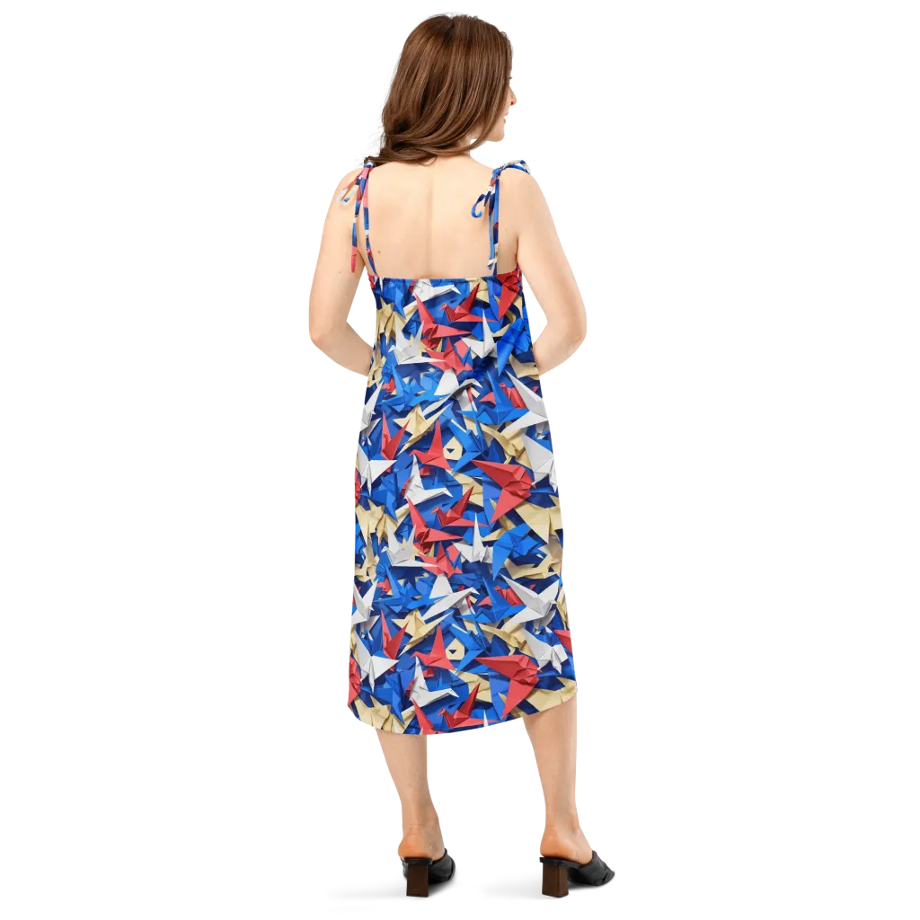 Crane Carnival on Slip Dress — Back