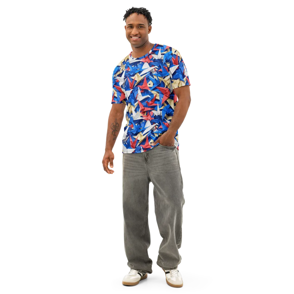Crane Carnival on Men's Cotton Crew Neck T-Shirt — Front