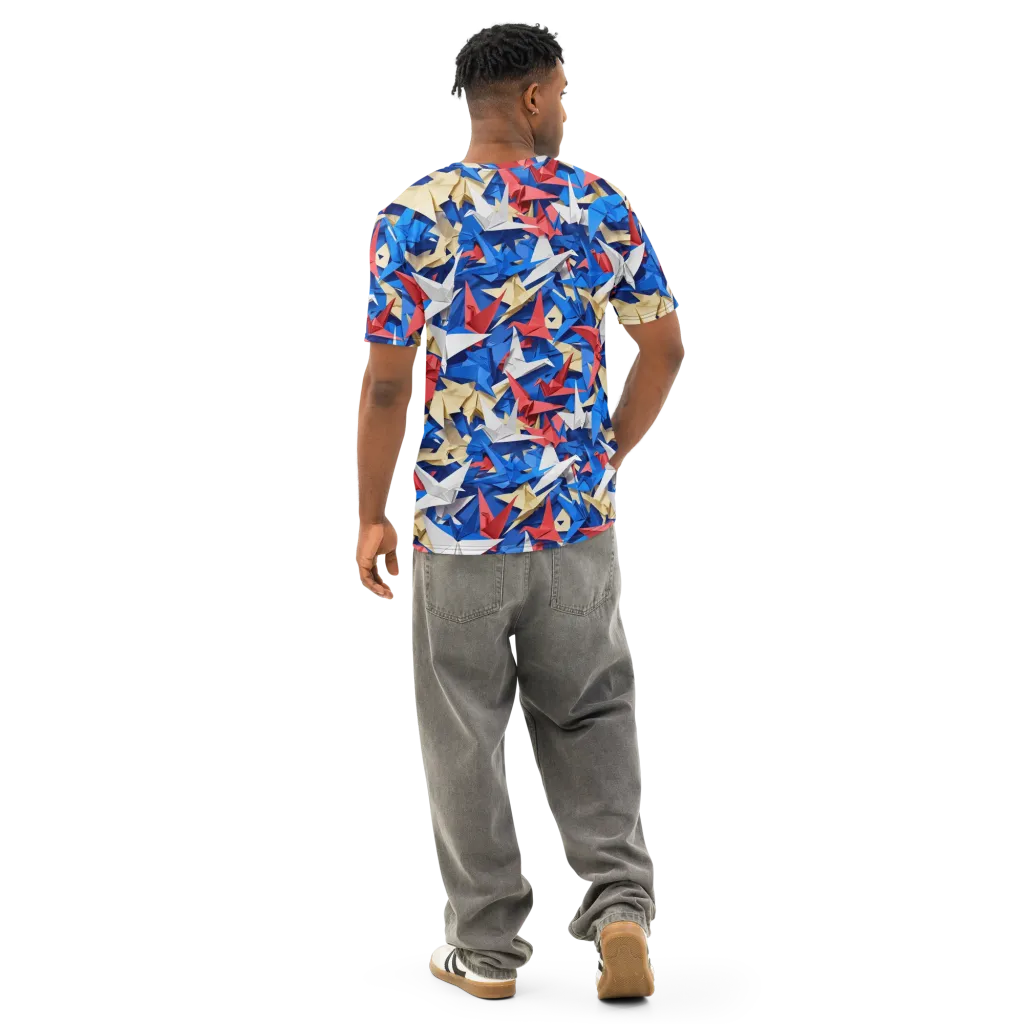 Crane Carnival on Men's Cotton Crew Neck T-Shirt — Back