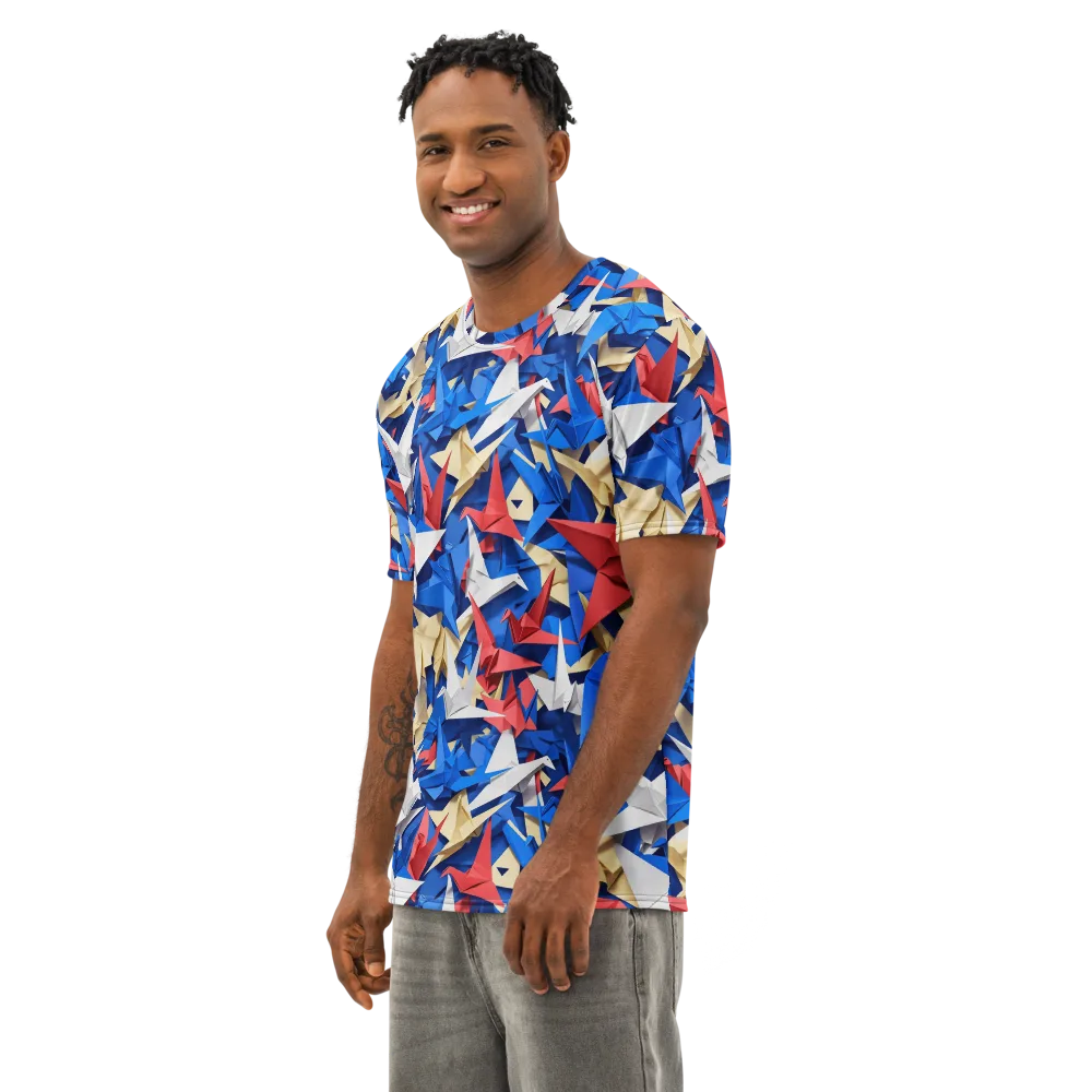Crane Carnival on Men's Cotton Crew Neck T-Shirt — Left Front